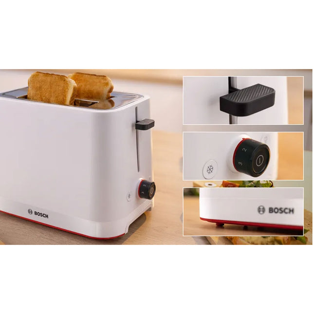 Toaster TAT3M121, weiß, 950 W, Bagel-Funktion.