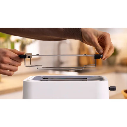 Toaster TAT3M121, weiß, 950 W, Bagel-Funktion.