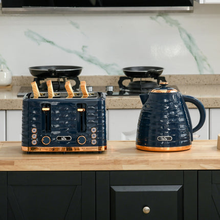 Toaster- und Wasserkocher-Set, 7 Bräunungsstufen, Blau