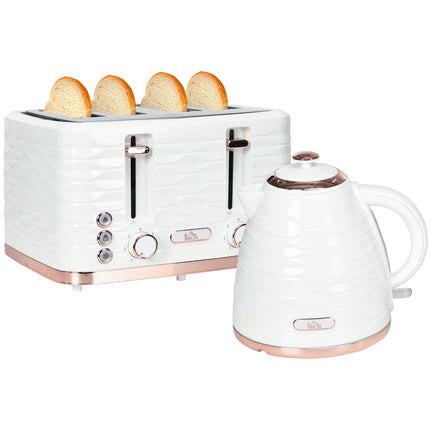 Toaster und Wasserkocher-Set, 7 Bräunungsstufen, Auftaufunktion