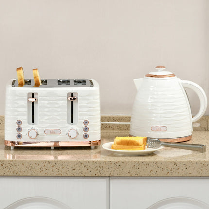 Toaster und Wasserkocher-Set, 7 Bräunungsstufen, Auftaufunktion