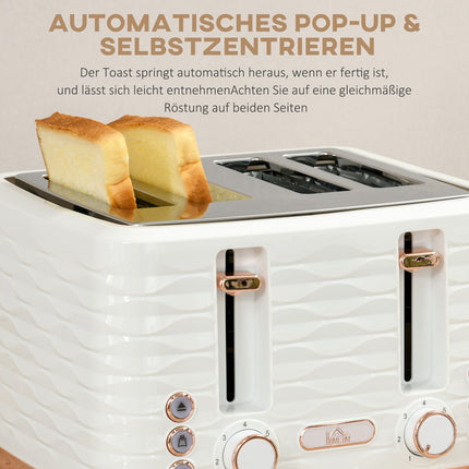 Toaster und Wasserkocher-Set, 7 Bräunungsstufen, Auftaufunktion