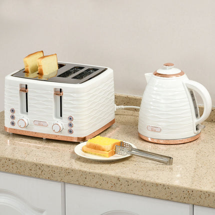 Toaster und Wasserkocher-Set, 7 Bräunungsstufen, Auftaufunktion