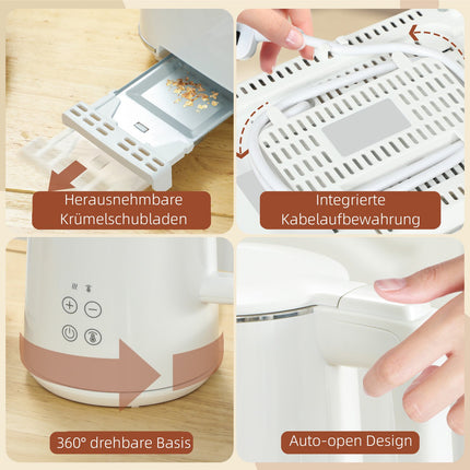 Toaster- und Wasserkocher-Set, 7 Bräunungsstufen, Edelstahl