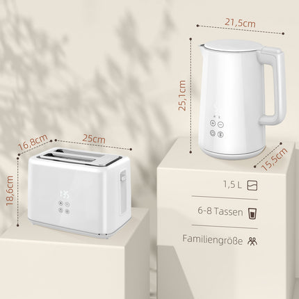 Toaster- und Wasserkocher-Set, 7 Bräunungsstufen, Edelstahl