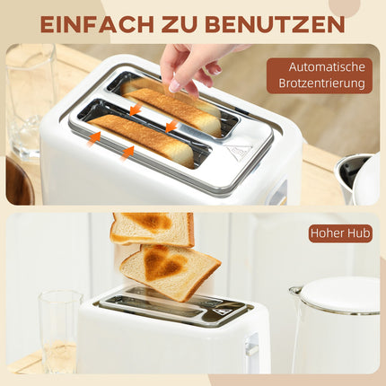 Toaster- und Wasserkocher-Set, 7 Bräunungsstufen, Edelstahl