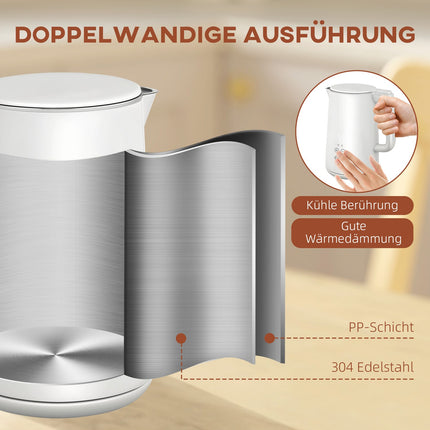 Toaster- und Wasserkocher-Set, 7 Bräunungsstufen, Edelstahl