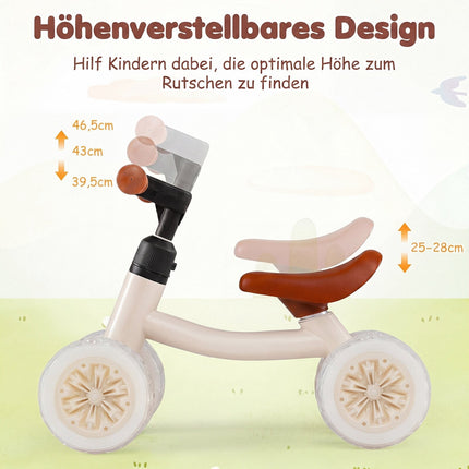 Toddler Balance Bike, No Pedals, Adjustable Seat & Handlebar