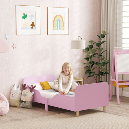 Kleinkinderbettgestell mit Rausfallschutz, Rosa MDF, 3-8 Jahre