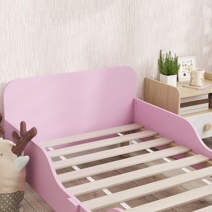 Kleinkinderbettgestell mit Rausfallschutz, Rosa MDF, 3-8 Jahre