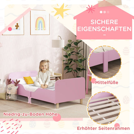Kleinkinderbettgestell mit Rausfallschutz, Rosa MDF, 3-8 Jahre