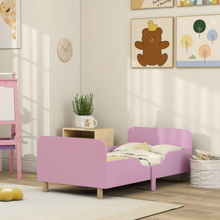 Kleinkinderbettgestell mit Rausfallschutz, Rosa MDF, 3-8 Jahre