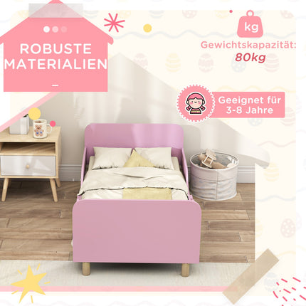 Kleinkinderbettgestell mit Rausfallschutz, Rosa MDF, 3-8 Jahre