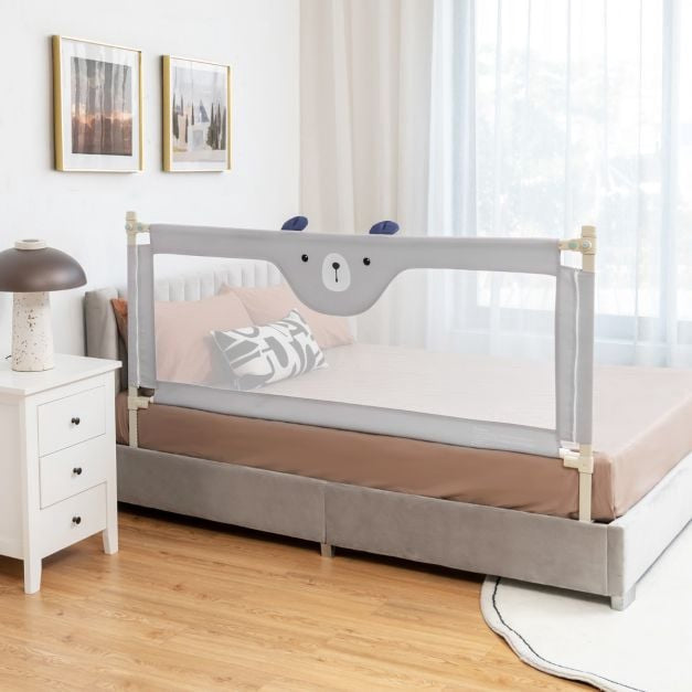 Kinderbett-Rausfallschutz, 175 cm, 24-fach verstellbar, Grau