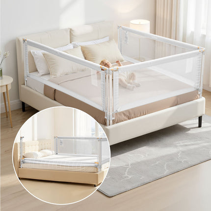 Toddler Bed Rail Set, 3-Piece Adjustable Height, Grey