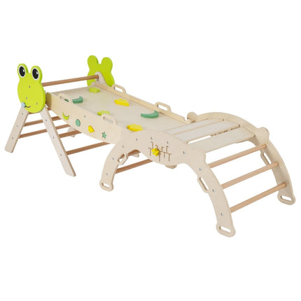 Kleinkind Kletterset mit Rutsche, Bogen & Rampe – Naturholz