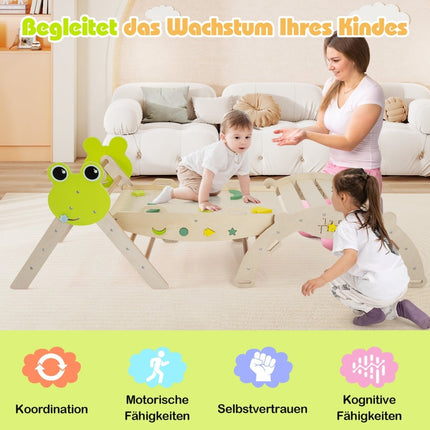 Kleinkind Kletterset mit Rutsche, Bogen & Rampe – Naturholz