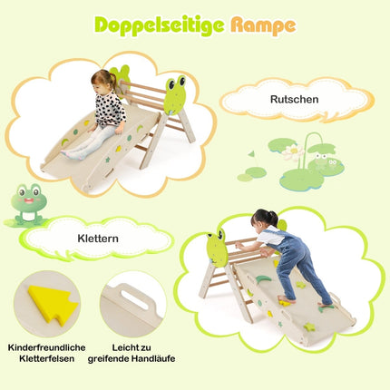 Kleinkind Kletterset mit Rutsche, Bogen & Rampe – Naturholz