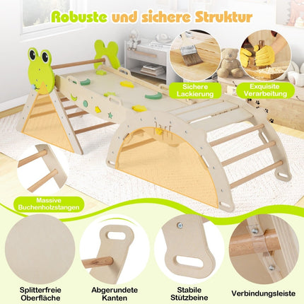 Kleinkind Kletterset mit Rutsche, Bogen & Rampe – Naturholz