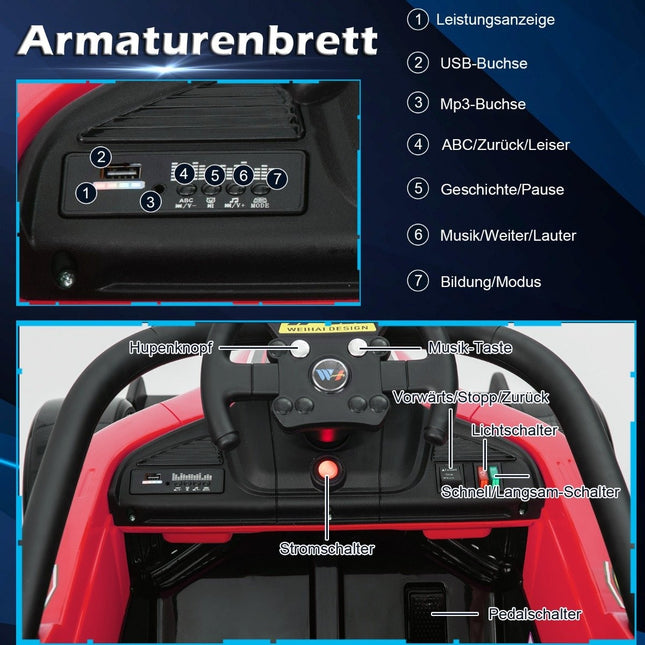 Elektroauto für Kleinkinder, 12 V, Kinderauto, elektrisches Rennauto für Kleinkinder mit Fernbedienung, Rot