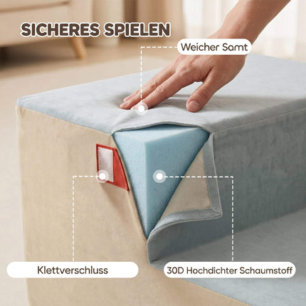 Schaumstoff-Kletterblöcke für Kleinkinder, 2-teiliges Set, abnehmbare Bezüge, Blau