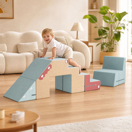 Schaumstoff-Kletterblöcke für Kleinkinder, 2-teiliges Set, abnehmbare Bezüge, Blau