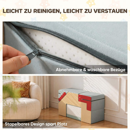 Schaumstoff-Kletterblöcke für Kleinkinder, 2-teiliges Set, abnehmbare Bezüge, Blau