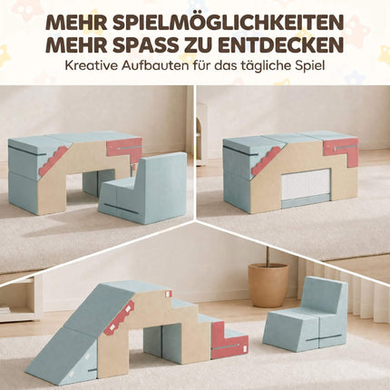 Schaumstoff-Kletterblöcke für Kleinkinder, 2-teiliges Set, abnehmbare Bezüge, Blau