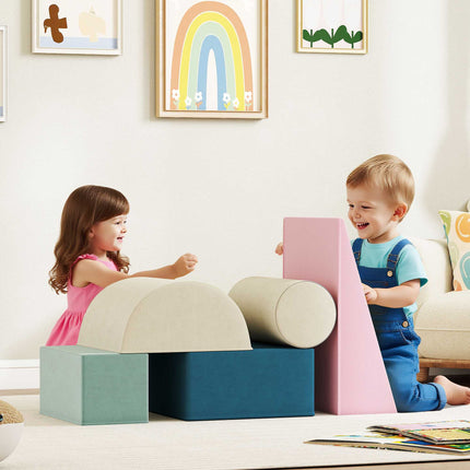 Toddler Foam Climbing Blocks Set, 5-Piece, Washable Covers