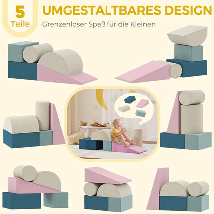 Toddler Foam Climbing Blocks Set, 5-Piece, Washable Covers