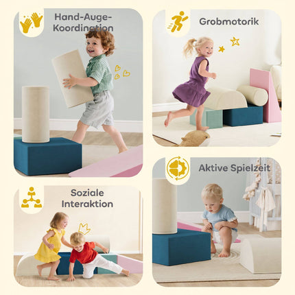 Toddler Foam Climbing Blocks Set, 5-Piece, Washable Covers
