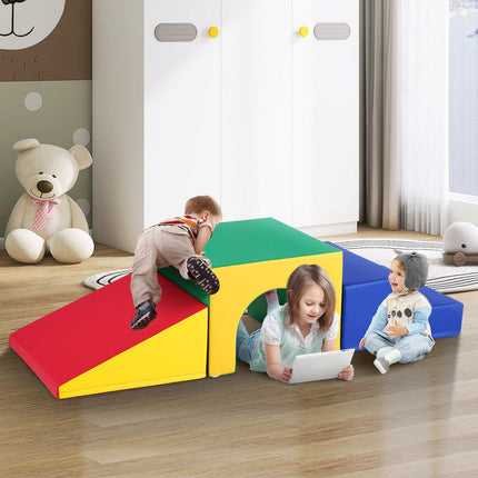 Toddler Foam Climbing Set, Tunnel Ramp and Steps, 3-Piece