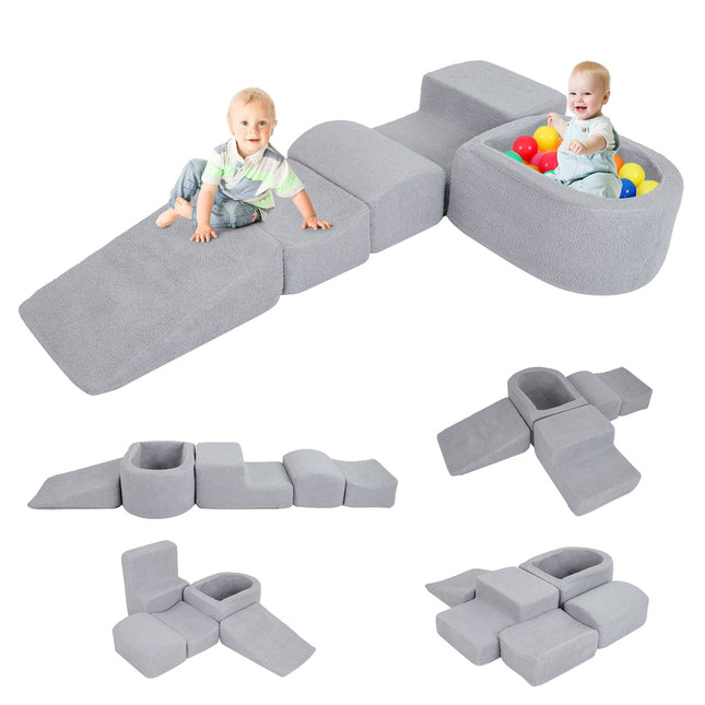 Kleinkind-Schaumstoff-Spielset mit Bällebad & Sherpa-Bezügen