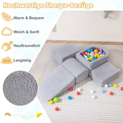 Kleinkind-Schaumstoff-Spielset mit Bällebad & Sherpa-Bezügen