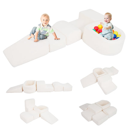 Kleinkinder-Schaumstoffspielset mit Bällebad & Sherpa-Bezügen