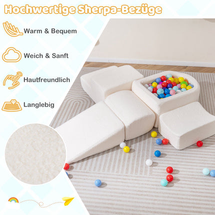 Kleinkinder-Schaumstoffspielset mit Bällebad & Sherpa-Bezügen