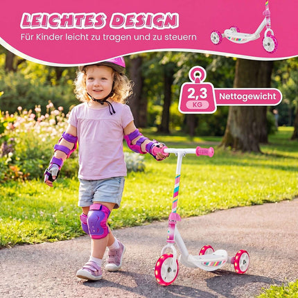 Toddler Kick Scooter with LED Wheels, Pink