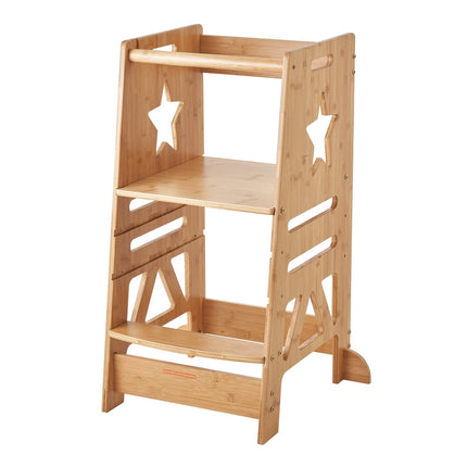 Toddler Learning Tower, Bamboo, 3-Level, Safety Rail