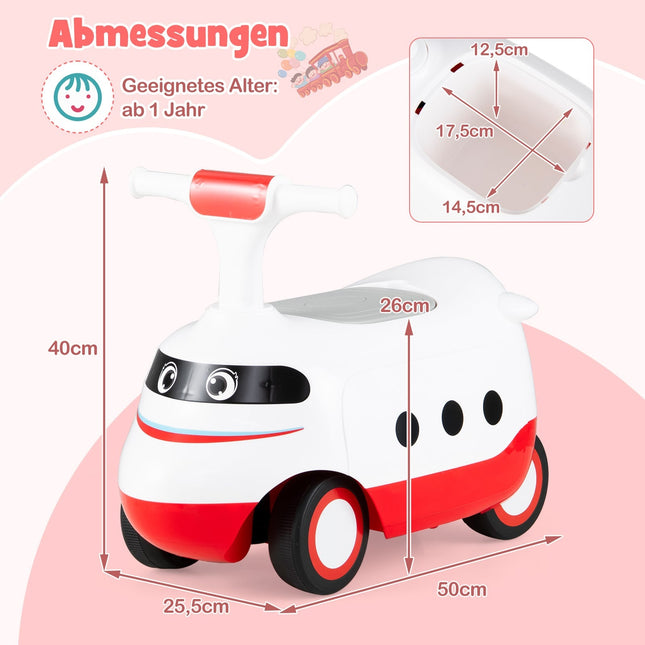 Kleinkind Rutscherauto mit Hupe & Staufach, Weiß