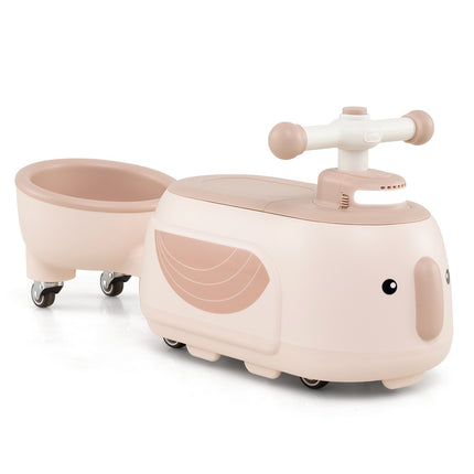 Toddler Ride-On Car With Trailer, Lights, Music, Storage