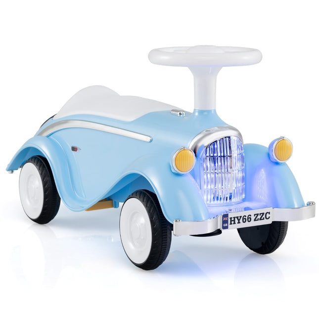 Kinderfahrzeug zum Draufsitzen mit Hupe, LED-Lichtern, Blau