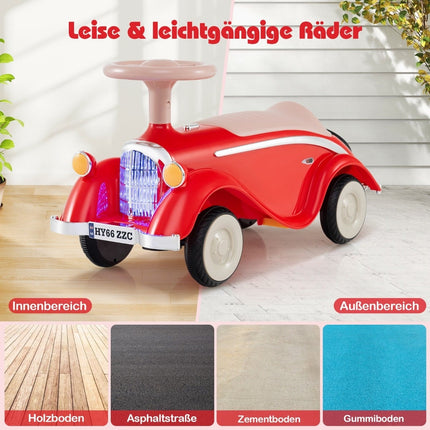 Kleinkind-Rutschauto mit LED-Lichtern und Hupe, Rot