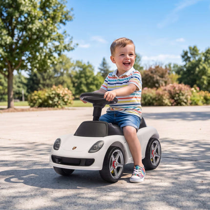 Toddler Ride-On Car with Lights & Sounds, White, 18–36 Months