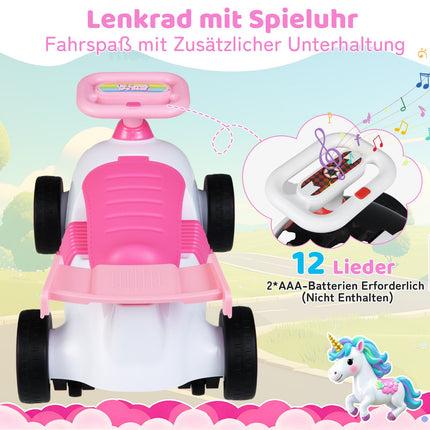 Toddler Ride-On Car with Music & Storage – Unicorn Theme