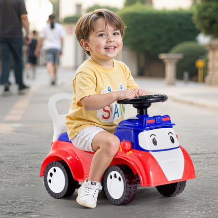 Toddler Ride-On Push Car with Music, Storage, Red