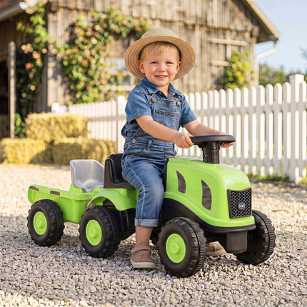 Toddler Ride-On Push Car with Trailer & Walker Toy, Green