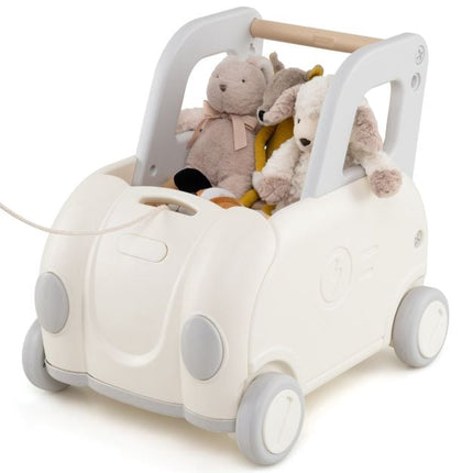 Kleinkind-Aufsitzbahnwagen mit Zugseil, Stauraum, Weiß