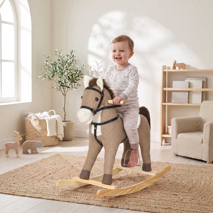 Toddler Rocking Horse with Sounds and Safety Handles, 12–36 Months, Dark Brown