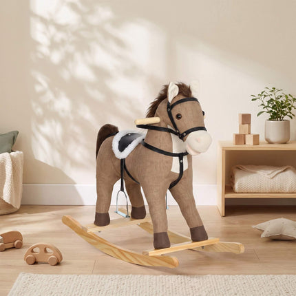 Toddler Rocking Horse with Sounds and Safety Handles, 12–36 Months, Dark Brown