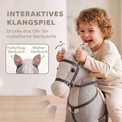 Toddler Rocking Horse with Sounds and Safety Handles, 12–36 Months, Grey